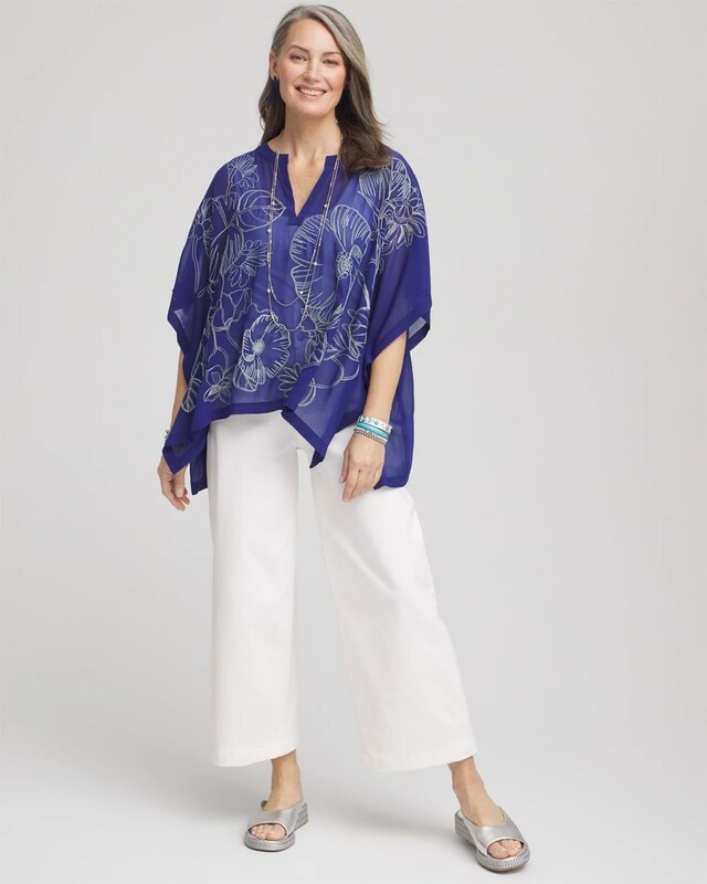 Woven Crinkle Chiffon Poncho - image 2